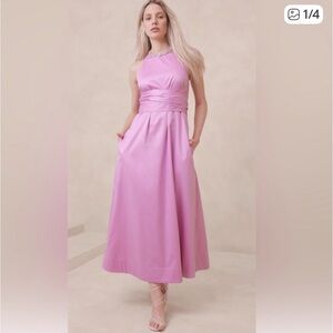 BANANA REPUBLIC Pink Orchid CutOut Feminine Midi Dress XL NWT